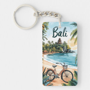 Bali-Strand mit Fahrrad - Tropisches Reiseziel  Schlüsselanhänger