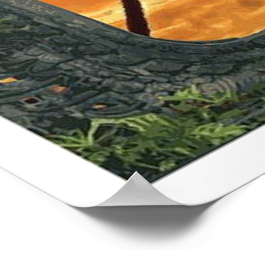 Bali Sunset Art Deco Poster (Ecke)