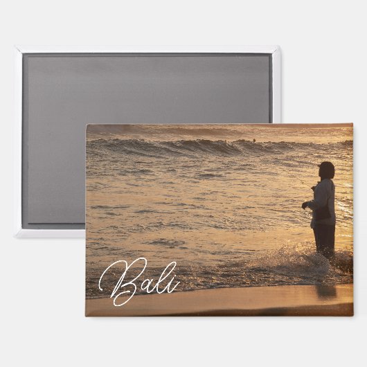 Bali Sunset Fisherman Fridge Magnet (Vorderseite/Rückseite)