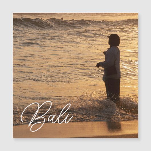 Bali Sunset Fisherman Magnet Card (Vorderseite)