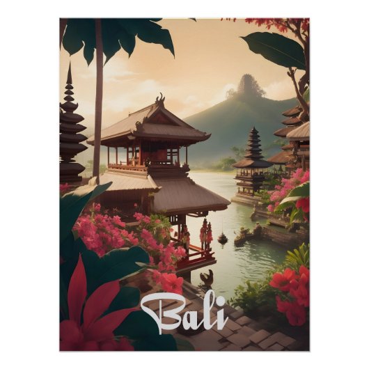 Bali Tempel Reiseplakat Poster (Vorderseite)