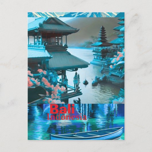 Bali Travel Postcard Art, Bali Skyline, Bali Indon Postkarte (Vorderseite)