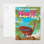 Bali Travel Poster. Postkarte (Vorne/Hinten)