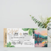 Bali Überraschung Geburtstag Boarding Ticket Einladung (Stehend Vorderseite)