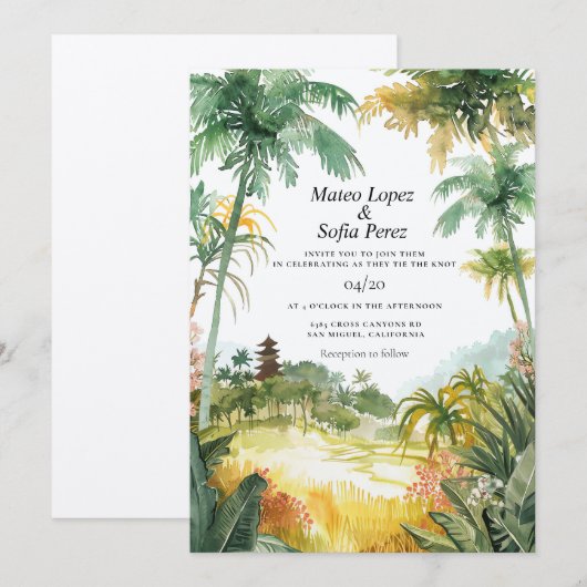 Bali Wedding Invite Tropical Einladung (Vorne/Hinten)