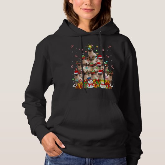 Balinese Cat Xmas Lighting Tree Santa Balinese Cat Hoodie (Vorderseite)