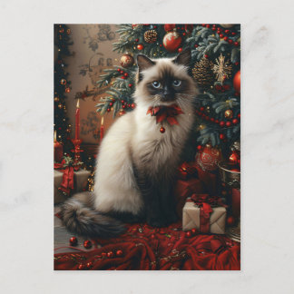 Balinese Katzenweihbaum mit Jingle Bells Postkarte