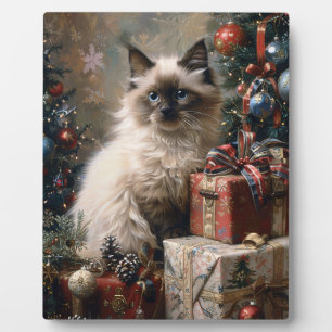 Balinese Kitten Christmas Cat Portrait Art Fotoplatte