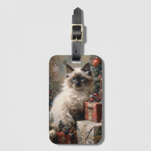 Balinese Kitten Christmas Cat Portrait Art Gepäckanhänger