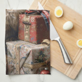 Balinese Kitten Christmas Cat Portrait Art Geschirrtuch (Viertel Falte)