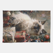 Balinese Kitten Christmas Cat Portrait Art Geschirrtuch (Horizontal)