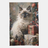 Balinese Kitten Christmas Cat Portrait Art Geschirrtuch (Vertikal)