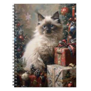 Balinese Kitten Christmas Cat Portrait Art Notizblock