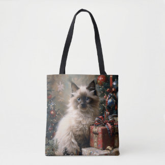 Balinese Kitten Christmas Cat Portrait Art Tasche