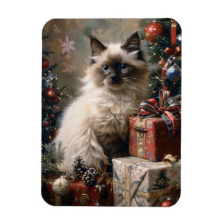 Balinese Kitten Christmas Cat Portrait Flexibel Magnet