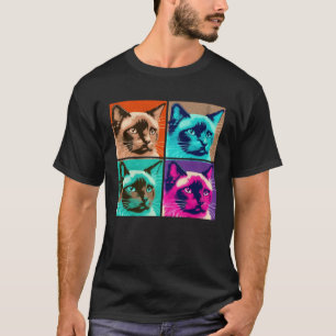 Balinesische Katzen-Pop-Illustration Farbige Tiere T-Shirt
