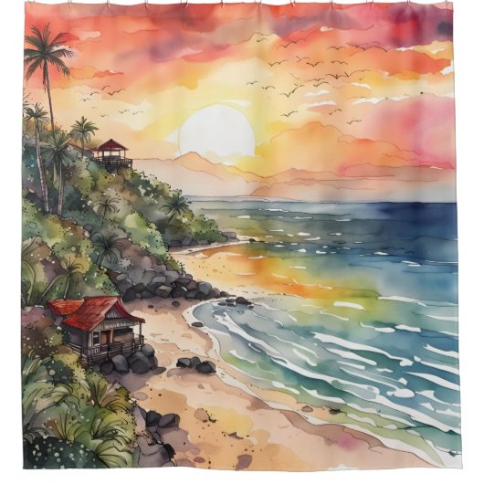 Balis Sunset Serenade Duschvorhang (Vorderseite)