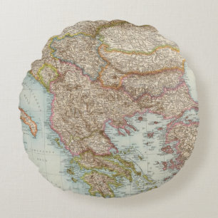 Balkanhalbinsel - Balkan-Halbinsel-Karte Rundes Kissen