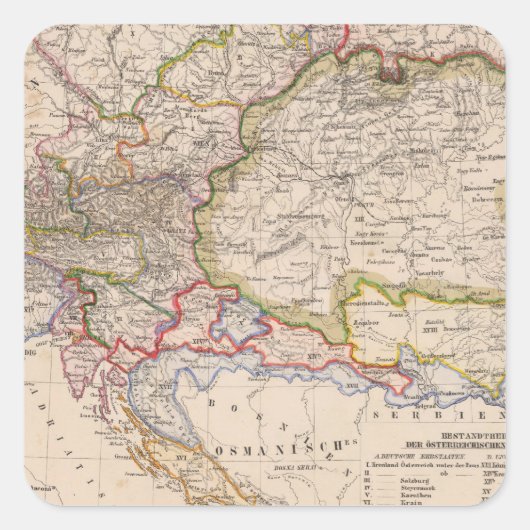 Balkanhalbinsel, Österreich, Ungarn Quadratischer Aufkleber (Vorderseite)