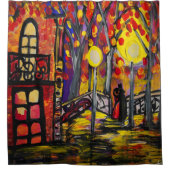 Balkon am Nachtduschvorhang Duschvorhang (Vorderseite)