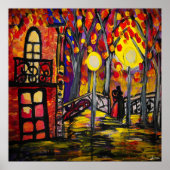 Balkon auf dem Nachtplakatpapier (Matte) Poster (Vorne)