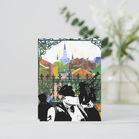 Balkon im französischen Viertel, Fig Street Studio Postkarte (Stehend Vorderseite)