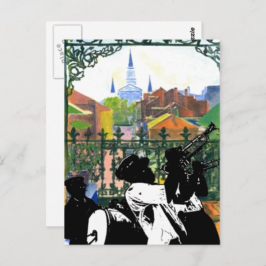 Balkon im französischen Viertel, Fig Street Studio Postkarte (Vorne/Hinten)