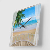 Balkon mit Meerblick Quadratische Wanduhr (Winkel)