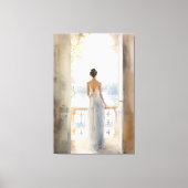 Balkon Ruhe: Aquareller Meerblick Leinwanddruck (Vorderseite)