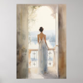 Balkon Ruhe: Aquareller Meerblick Poster (Vorne)