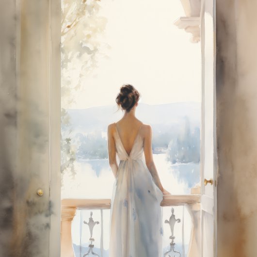 Balkon Ruhe: Aquareller Meerblick Poster