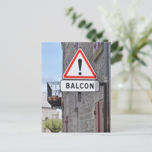 Balkonwarnung Postkarte (Stehend Vorderseite)