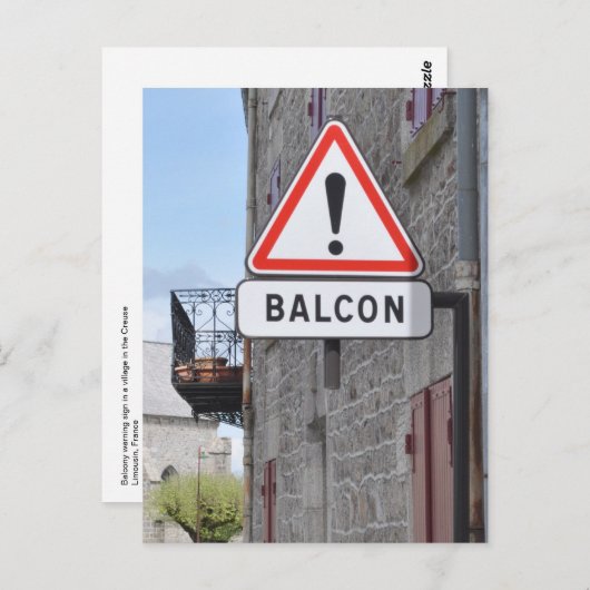 Balkonwarnung Postkarte (Vorne/Hinten)