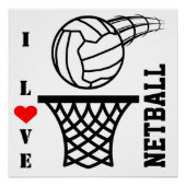 Ball and Net Design I Liebe Netball Poster (Vorderseite)