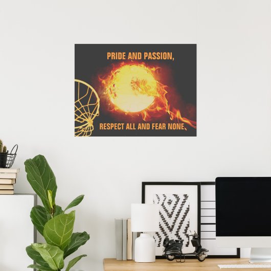 Ball-Bild mit Netball-Slogan Poster (Heimbüro)