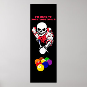 Ball buster Skeleton Pool Billard Kunst Poster
