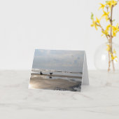Ball Chasing Hund auf der Beach Note Card Karte (Gelbe Blume)