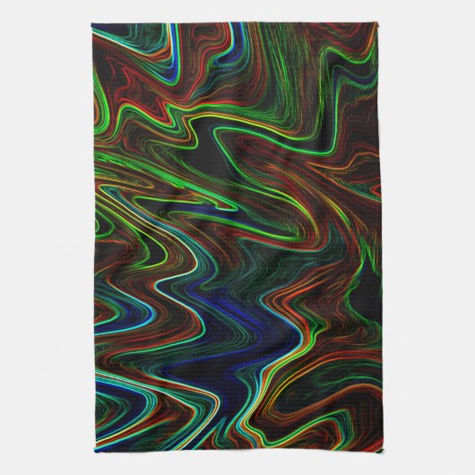 Ball der farbigen Wolle rollte aus, was macht das? Geschirrtuch (Vertikal)