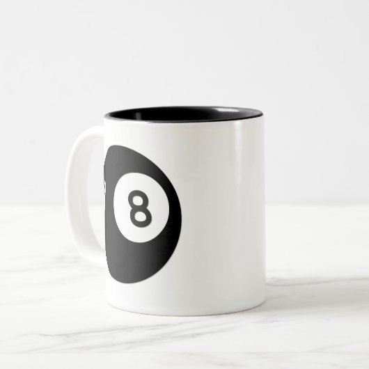 Ball der Magie-8 Zweifarbige Tasse (Vorderseite Links)