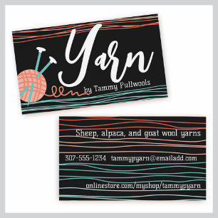 Ball der strickenden Häkelarbeit des Garns macht Visitenkarte