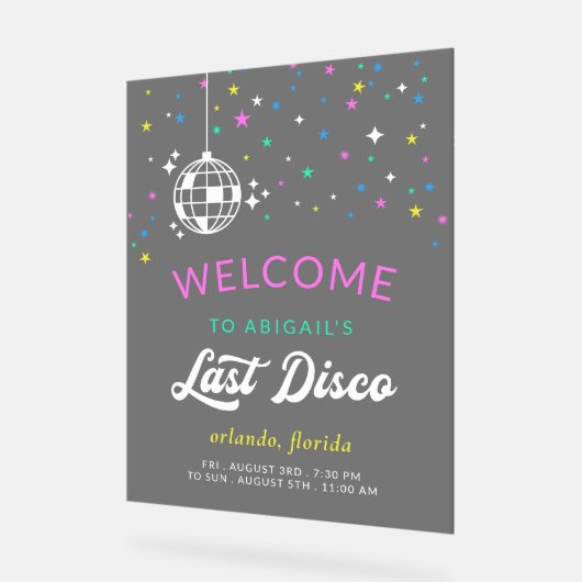 Ball Disco Bachelorette Acrylschild (Winkel)