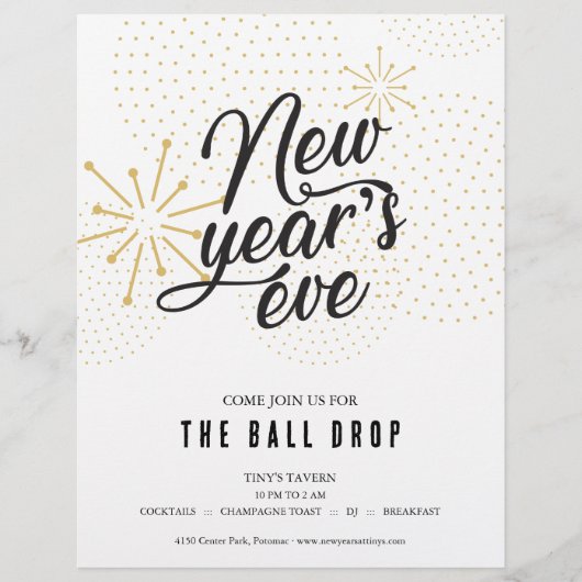 Ball fällt Silvester Party Flyer (Vorne)