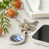 BALL-FORM-GRIECHISCHE FLAGGE MIT LEDERNER STRUKTUR SCHLÜSSELANHÄNGER (Seite)