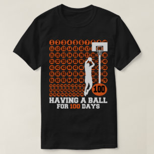 Ball für 100 Tage Basketball Meilenstein Te T-Shirt
