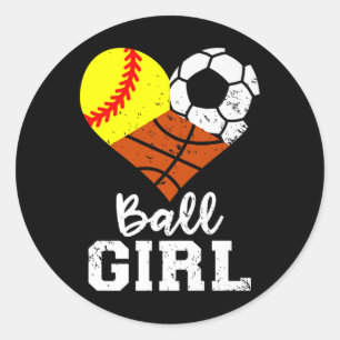 Ball Girl Funny Softball Basketball Girl Pr Runder Aufkleber