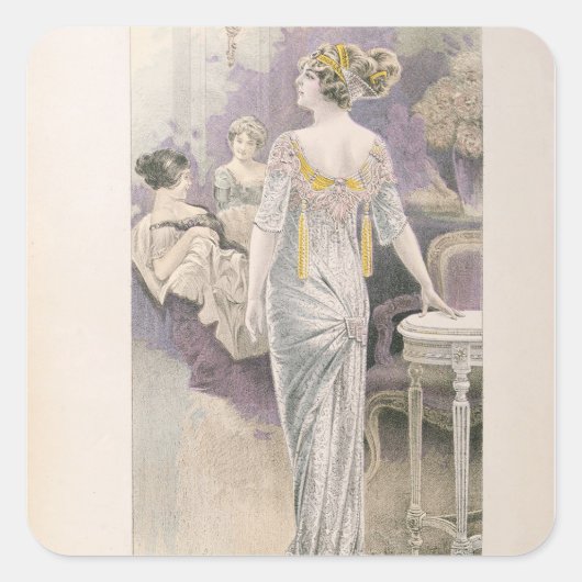 Ball gown aus "Les Grandes Modes de Paris" Quadratischer Aufkleber (Vorderseite)