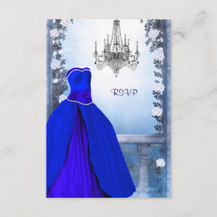 Ball Gown Royal Navy Blue Rose Quinceanera UAWG RSVP Karte