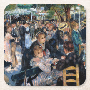 Ball im Moulin de la Galette, Auguste Renoir Rechteckiger Pappuntersetzer