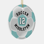 ⚽ Ball in Aquamarin und weiß Keramik Ornament (Rechts)