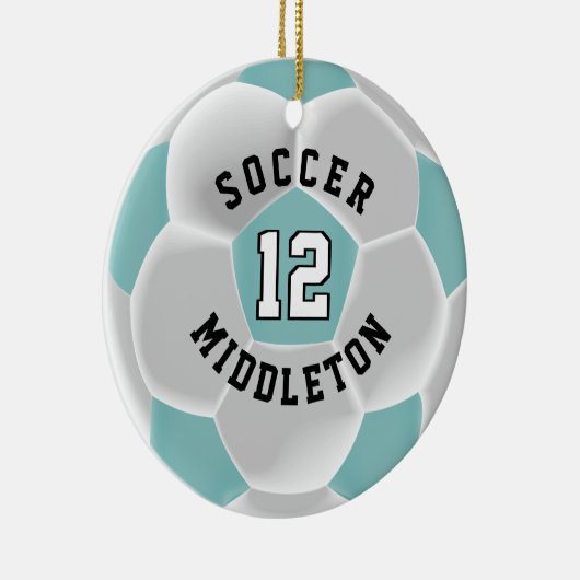 ⚽ Ball in Aquamarin und weiß Keramik Ornament (Rechts)